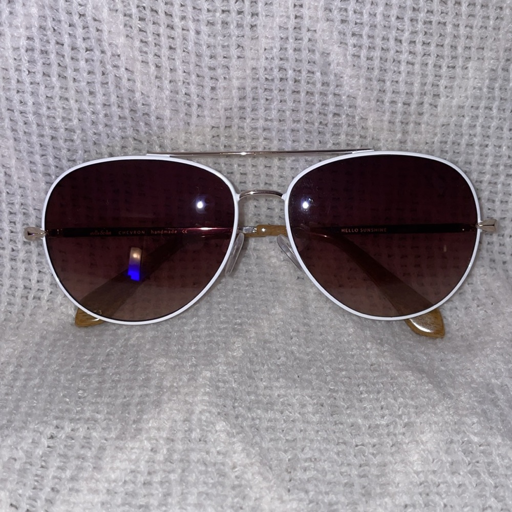 NWT Stella & Dot Brown Aviator Sunglasses with Hard Shell Case - Picture 8 of 10